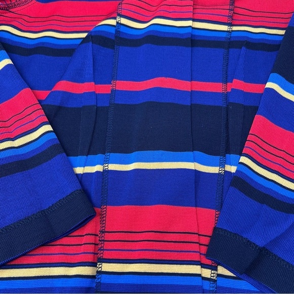 Mislook Striped Color Block Tailored Long Knit Jacket Size M NWT Chunky Button - Picture 14 of 14